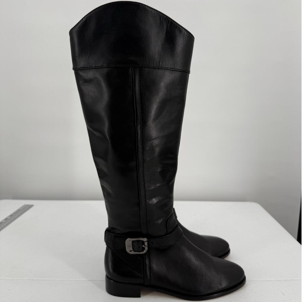 NWT Vince Camuto Ovarlym Black Leather Knee-High Riding Boots Size 6.5